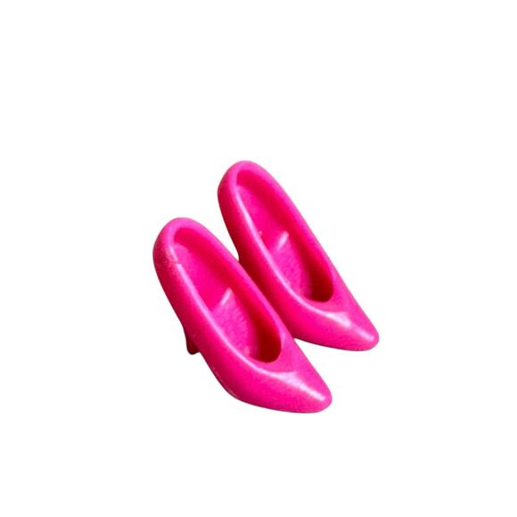 Vintage Barbie Dark Pink Closed Toe High Heels Pumps Plastic 2 Pair - Picture 2 of 6